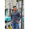 image:imageCOOFANDY Mens Crew Neck TShirt Long Sleeve Casual Pullover Tees Soft Stretch Basic Tee ShirtsNavy Blue