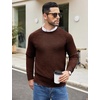 image:imageCOOFANDY Mens Crewneck Sweater Casual Dress Pullover Sweaters Slim Fit Lightweight Long Sleeve Raglan SweatersBrown