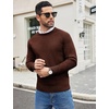 image:imageCOOFANDY Mens Crewneck Sweater Casual Dress Pullover Sweaters Slim Fit Lightweight Long Sleeve Raglan SweatersBrown