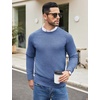image:imageCOOFANDY Mens Crewneck Sweater Casual Dress Pullover Sweaters Slim Fit Lightweight Long Sleeve Raglan SweatersDark Blue