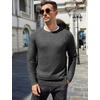 image:imageCOOFANDY Mens Crewneck Sweater Casual Dress Pullover Sweaters Slim Fit Lightweight Long Sleeve Raglan SweatersDark Grey