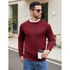 image:imageCOOFANDY Mens Crewneck Sweater Casual Dress Pullover Sweaters Slim Fit Lightweight Long Sleeve Raglan SweatersDark Red