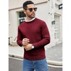 image:imageCOOFANDY Mens Crewneck Sweater Casual Dress Pullover Sweaters Slim Fit Lightweight Long Sleeve Raglan SweatersDark Red