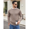 image:imageCOOFANDY Mens Crewneck Sweater Casual Dress Pullover Sweaters Slim Fit Lightweight Long Sleeve Raglan SweatersLight Khaki