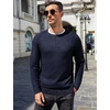 image:imageCOOFANDY Mens Crewneck Sweater Casual Dress Pullover Sweaters Slim Fit Lightweight Long Sleeve Raglan SweatersNavy Blue