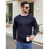 image:imageCOOFANDY Mens Crewneck Sweater Casual Dress Pullover Sweaters Slim Fit Lightweight Long Sleeve Raglan SweatersNavy Blue