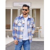 image:imageCOOFANDY Mens Flannel Jacket Fleece Shacket Plaid Shirt Jackets Warm Thick Long Sleeve Button Down Fall OutwearBlue Block