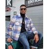 image:imageCOOFANDY Mens Flannel Jacket Fleece Shacket Plaid Shirt Jackets Warm Thick Long Sleeve Button Down Fall OutwearBlue Block