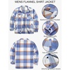 image:imageCOOFANDY Mens Flannel Jacket Fleece Shacket Plaid Shirt Jackets Warm Thick Long Sleeve Button Down Fall OutwearBlue Block
