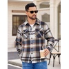 image:imageCOOFANDY Mens Flannel Jacket Fleece Shacket Plaid Shirt Jackets Warm Thick Long Sleeve Button Down Fall OutwearBrown Line