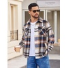 image:imageCOOFANDY Mens Flannel Jacket Fleece Shacket Plaid Shirt Jackets Warm Thick Long Sleeve Button Down Fall OutwearBrown Line
