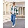 image:imageCOOFANDY Mens Flannel Jacket Fleece Shacket Plaid Shirt Jackets Warm Thick Long Sleeve Button Down Fall OutwearGreen Block