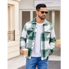 image:imageCOOFANDY Mens Flannel Jacket Fleece Shacket Plaid Shirt Jackets Warm Thick Long Sleeve Button Down Fall OutwearGreen Block