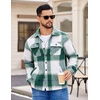 image:imageCOOFANDY Mens Flannel Jacket Fleece Shacket Plaid Shirt Jackets Warm Thick Long Sleeve Button Down Fall OutwearGreen Block