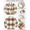 image:imageCOOFANDY Mens Flannel Jacket Fleece Shacket Plaid Shirt Jackets Warm Thick Long Sleeve Button Down Fall OutwearKhaki Block