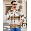 image:imageCOOFANDY Mens Flannel Jacket Fleece Shacket Plaid Shirt Jackets Warm Thick Long Sleeve Button Down Fall OutwearKhaki Block