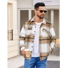 image:imageCOOFANDY Mens Flannel Jacket Fleece Shacket Plaid Shirt Jackets Warm Thick Long Sleeve Button Down Fall OutwearKhaki Block