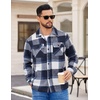 image:imageCOOFANDY Mens Flannel Jacket Fleece Shacket Plaid Shirt Jackets Warm Thick Long Sleeve Button Down Fall OutwearNavy Block