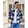 image:imageCOOFANDY Mens Flannel Jacket Fleece Shacket Plaid Shirt Jackets Warm Thick Long Sleeve Button Down Fall OutwearNavy Block