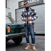 image:imageCOOFANDY Mens Flannel Jacket Fleece Shacket Plaid Shirt Jackets Warm Thick Long Sleeve Button Down Fall OutwearNavy Block