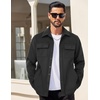 image:imageCOOFANDY Mens Flannel Jacket Fleece Shacket Plaid Shirt Jackets Warm Thick Long Sleeve Button Down Fall OutwearPure Black