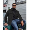 image:imageCOOFANDY Mens Flannel Jacket Fleece Shacket Plaid Shirt Jackets Warm Thick Long Sleeve Button Down Fall OutwearPure Black