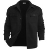 image:imageCOOFANDY Mens Flannel Jacket Fleece Shacket Plaid Shirt Jackets Warm Thick Long Sleeve Button Down Fall OutwearPure Black