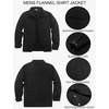 image:imageCOOFANDY Mens Flannel Jacket Fleece Shacket Plaid Shirt Jackets Warm Thick Long Sleeve Button Down Fall OutwearPure Black