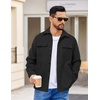 image:imageCOOFANDY Mens Flannel Jacket Fleece Shacket Plaid Shirt Jackets Warm Thick Long Sleeve Button Down Fall OutwearPure Black