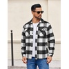 image:imageCOOFANDY Mens Flannel Jacket Fleece Shacket Plaid Shirt Jackets Warm Thick Long Sleeve Button Down Fall OutwearWhite Black Plaid