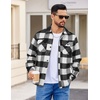 image:imageCOOFANDY Mens Flannel Jacket Fleece Shacket Plaid Shirt Jackets Warm Thick Long Sleeve Button Down Fall OutwearWhite Black Plaid