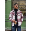 image:imageCOOFANDY Mens Flannel Jacket Fleece Shacket Plaid Shirt Jackets Warm Thick Long Sleeve Button Down Fall OutwearWine Red Block