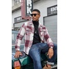 image:imageCOOFANDY Mens Flannel Jacket Fleece Shacket Plaid Shirt Jackets Warm Thick Long Sleeve Button Down Fall OutwearWine Red Block