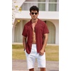 image:imageCOOFANDY Mens Hawaiian Shirt Short Sleeve Buttoon Down Shirts Casual Tropical Floral Summer Linen ShirtsWine Red
