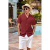 image:imageCOOFANDY Mens Hawaiian Shirt Short Sleeve Buttoon Down Shirts Casual Tropical Floral Summer Linen ShirtsWine Red