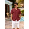 image:imageCOOFANDY Mens Hawaiian Shirt Short Sleeve Buttoon Down Shirts Casual Tropical Floral Summer Linen ShirtsWine Red