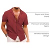 image:imageCOOFANDY Mens Hawaiian Shirt Short Sleeve Buttoon Down Shirts Casual Tropical Floral Summer Linen ShirtsWine Red