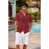 image:imageCOOFANDY Mens Hawaiian Shirt Short Sleeve Buttoon Down Shirts Casual Tropical Floral Summer Linen ShirtsWine Red