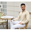 image:imageCOOFANDY Mens Knit Polo Sweater Casual Long Sleeve Quarter Zip Polo Sweater Classic Golf ShirtsBeige