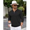 image:imageCOOFANDY Mens Knit Polo Sweater Casual Long Sleeve Quarter Zip Polo Sweater Classic Golf ShirtsBlack