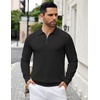 image:imageCOOFANDY Mens Knit Polo Sweater Casual Long Sleeve Quarter Zip Polo Sweater Classic Golf ShirtsBlack