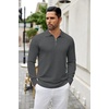 image:imageCOOFANDY Mens Knit Polo Sweater Casual Long Sleeve Quarter Zip Polo Sweater Classic Golf ShirtsDark Grey