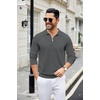 image:imageCOOFANDY Mens Knit Polo Sweater Casual Long Sleeve Quarter Zip Polo Sweater Classic Golf ShirtsDark Grey