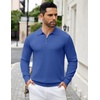 image:imageCOOFANDY Mens Knit Polo Sweater Casual Long Sleeve Quarter Zip Polo Sweater Classic Golf ShirtsDenim Blue