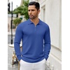 image:imageCOOFANDY Mens Knit Polo Sweater Casual Long Sleeve Quarter Zip Polo Sweater Classic Golf ShirtsDenim Blue