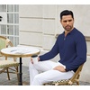 image:imageCOOFANDY Mens Knit Polo Sweater Casual Long Sleeve Quarter Zip Polo Sweater Classic Golf ShirtsNavy Blue