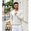 image:imageCOOFANDY Mens Knit Polo Sweater Casual Long Sleeve Quarter Zip Polo Sweater Classic Golf ShirtsWhite