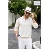 image:imageCOOFANDY Mens Knit Polo Sweater Casual Long Sleeve Quarter Zip Polo Sweater Classic Golf ShirtsWhite