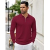 image:imageCOOFANDY Mens Knit Polo Sweater Casual Long Sleeve Quarter Zip Polo Sweater Classic Golf ShirtsWine Red