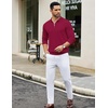 image:imageCOOFANDY Mens Knit Polo Sweater Casual Long Sleeve Quarter Zip Polo Sweater Classic Golf ShirtsWine Red